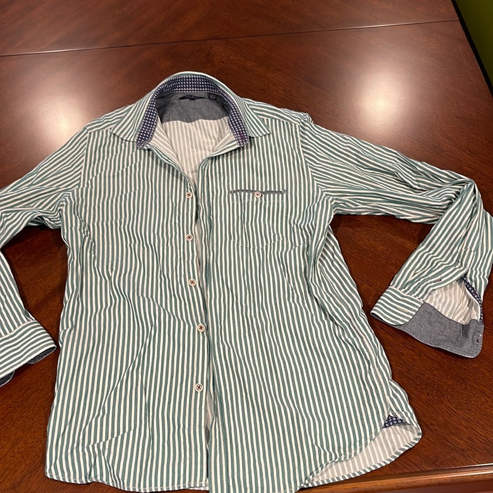 Ted Baker green and white button down